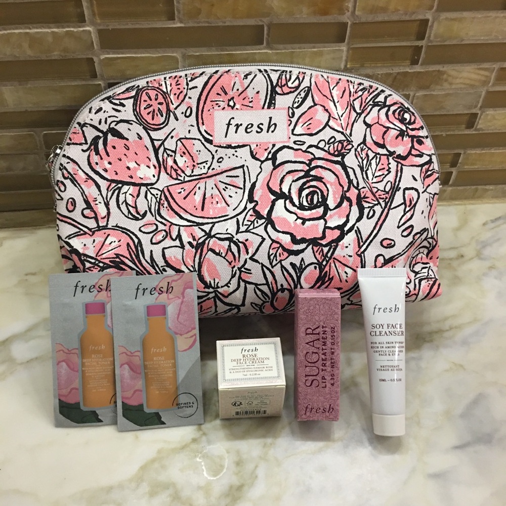 NIB Fresh Lip Balm Full size, Cream, Cleaner, Toner & Pouch